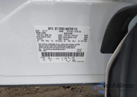 2017 Ford Edge Sel from USA, damaged, VIN 2FMPK4J99HBB30457